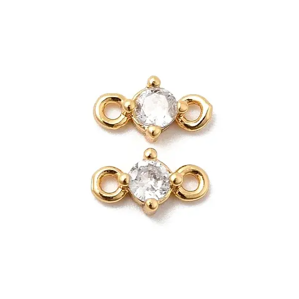 Brass Pave Clear Cubic Zirconia Connector Charms