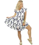 Shirt dress with frills and print cotton and linen AMELIA