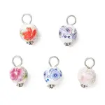 Handmade Flower Printed Porcelain Ceramic Pendants