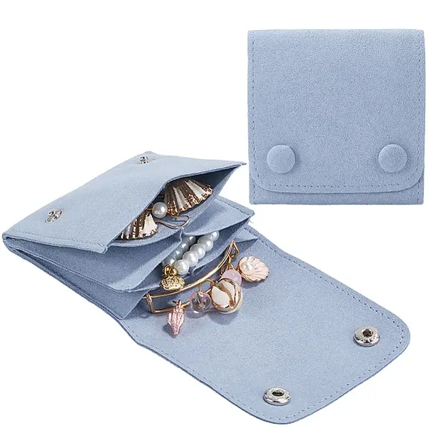 2Pcs Microfiber Cloth Jewelry Storage Bags with Brass Button