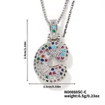 Brass Pave Colorful Cubic Zirconia Letter Pendant Box Chain Necklaces