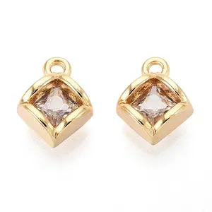 Brass Micro Pave Cubic Zirconia Charms