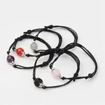 Adjustable Natural Gemstone and Waxed Cotton Cord Bracelets