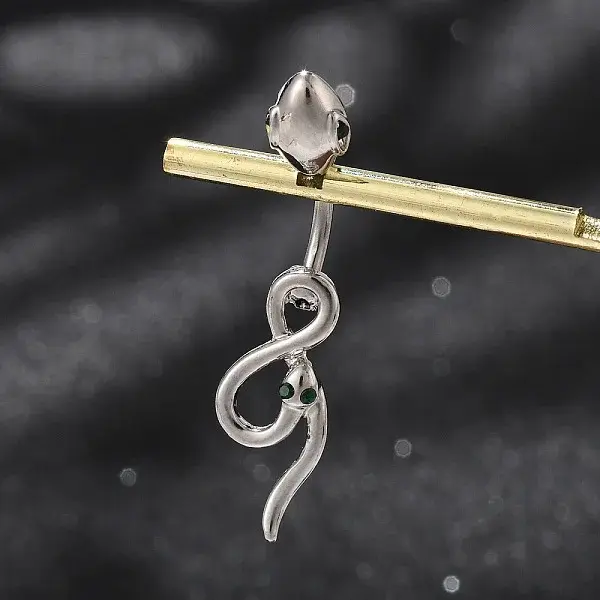 Alloy Rhinestone Snake Curved Barbell Belly Rings