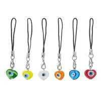 Heart Handmade Evil Eye Lampwork  Mobile Strap