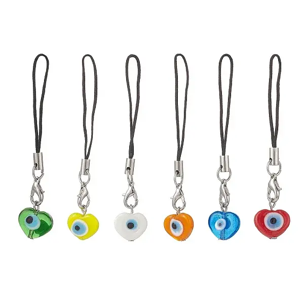 Heart Handmade Evil Eye Lampwork  Mobile Strap