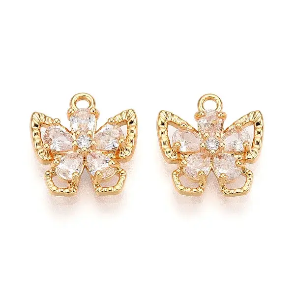 Brass Micro Pave Cubic Zirconia Charms