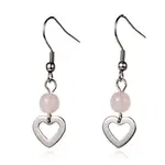 Heart Natural Rose Quartz Dangle Earrings