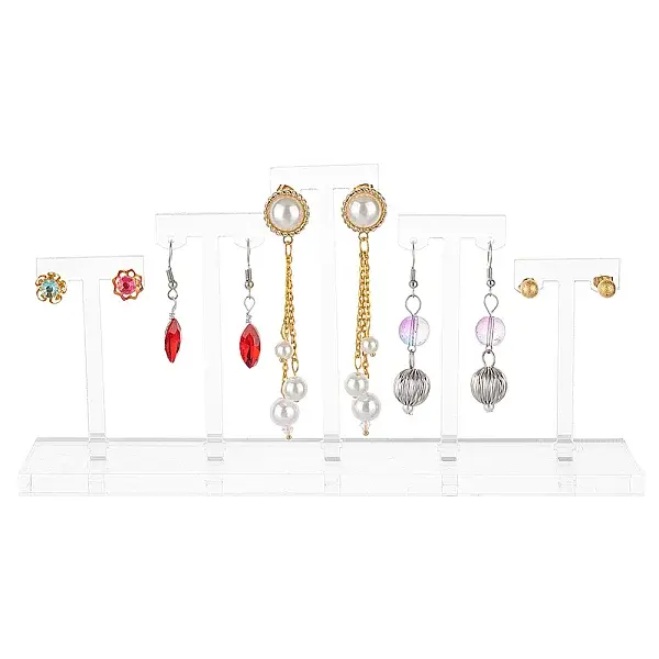 Detachable Acrylic 5 T-Bar Earrings Display Risers