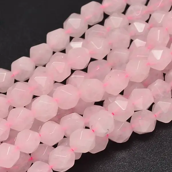 Faceted Natural Rose Quartz Beads Strands