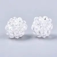 Transparent Electroplate Glass Round Woven Beads