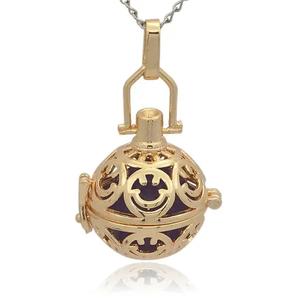 Golden Tone Brass Hollow Round Cage Pendants