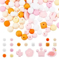 100Pcs 20 Style Food Grade Eco-Friendly Silicone Beads