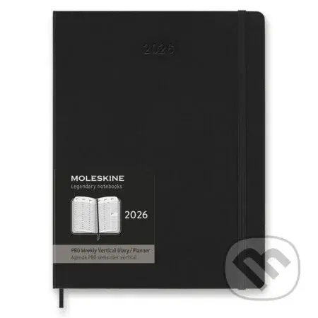 Moleskine – 12-mesačný týždenný vertikálny diár PRO 2026 - čierny