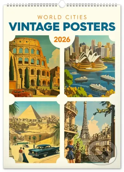 NOTIQUE Nástenný kalendár Vintage posters – world cities (Vintage plagáty – svetové mestá) 2026