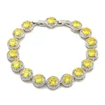 Flat Round Glass Link Chain Bracelets