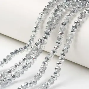 Electroplate Transparent Glass Beads Strands