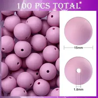 100Pcs Silicone Beads Round Rubber Bead 15MM Loose Spacer Beads for DIY Supplies Jewelry Keychain Making