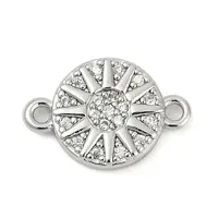Brass Micro Pave Clear Cubic Zirconia Sun Connector Charms