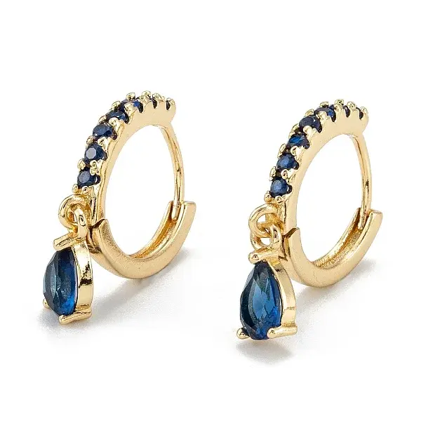 Brass Micro Pave Cubic Zirconia Huggie Hoop Earrings