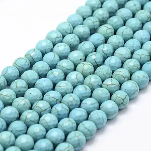 Faceted Synthetical Turquoise Beads Strands