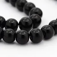 Black Opaque Glass Round Beads Strands