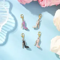 High-heeled Shoes Alloy Enamel & Rhinestone Pendant Decorations