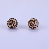 Printed Round with Leopard Print Pattern Silicone Focal Beads