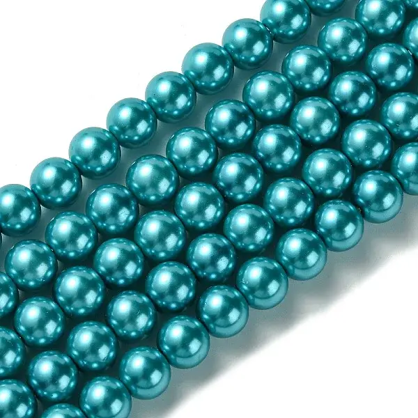 Eco-Friendly Dyed  Glass Pearl Round Bead Strands