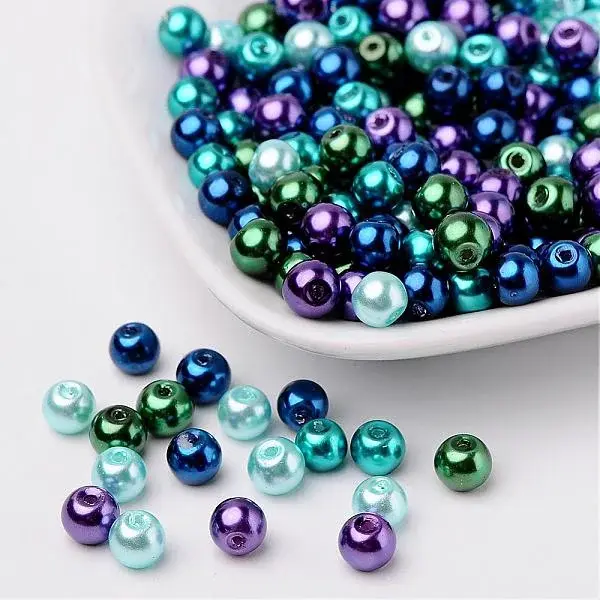 Ocean Mix Pearlized Glass Pearl Beads