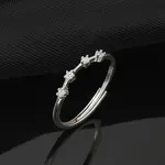 Constellations Rhodium Plated 925 Sterling Silver Micro Pave Clear Cubic Zirconia Adjustable Rings for Women