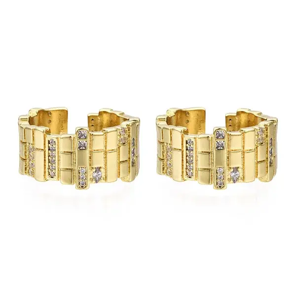 Cubic Zirconia Twist Rectangle Open Cuff Ring