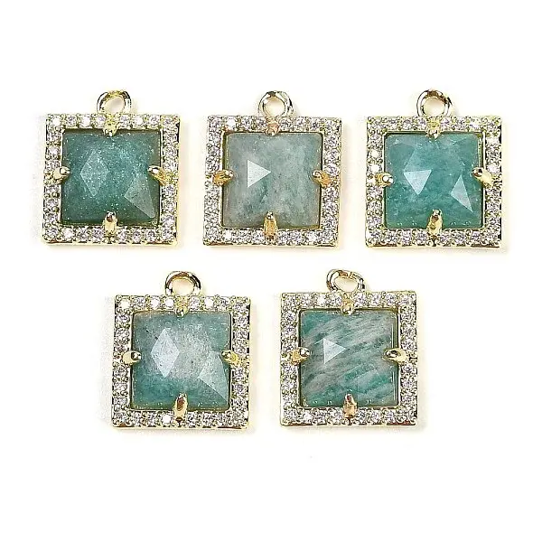 Natural Amazonite Faceted Square Charms