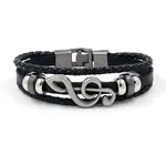 Cowhide Leather Braided Cords Triple Layer Multi-strand Bracelet