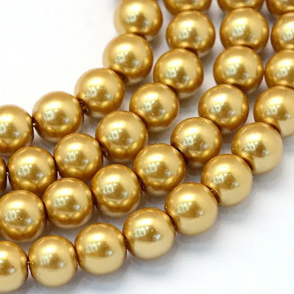 Baking Paint Pearlized Glass Pearl Round Bead Strands