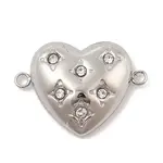 304 Stainless Steel Micro Pave Clear Cubic Zirconia Connector Charms