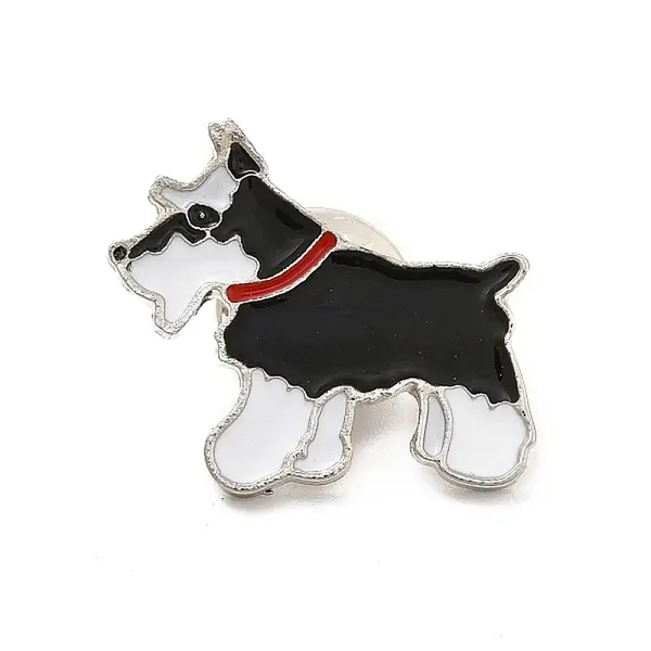 Dog Enamel Pin with Brass Butterfly Clutches
