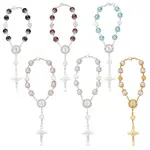 6Pcs 6 Colors Glass Pearl Rosary Bead Bracelets Set