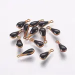 Antique Golden Plated Brass Enamel Teardrop Charms