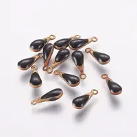 Antique Golden Plated Brass Enamel Teardrop Charms