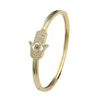 Cubic Zirconia Hamsa Hand Hinged Bangle