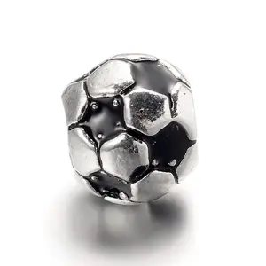 Large Hole FootBall/Soccer Ball Alloy Enamel European Beads