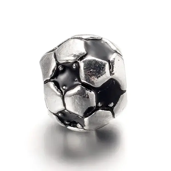 Large Hole FootBall/Soccer Ball Alloy Enamel European Beads