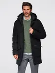 Ombre Elegant men's parka with cargo pockets and hood - black