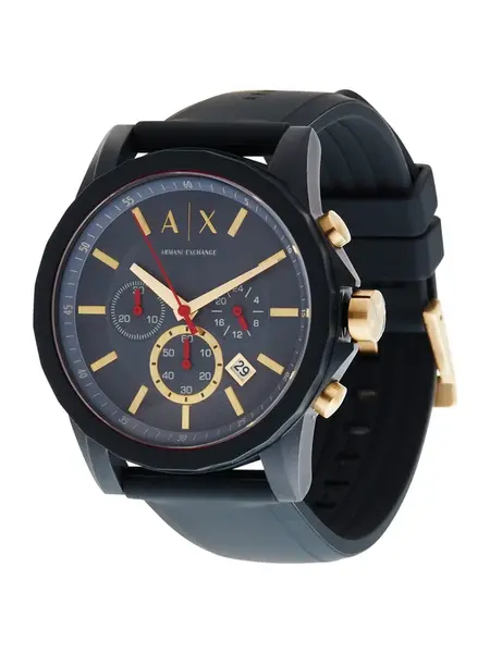 ARMANI EXCHANGE Analógové hodinky  tmavomodrá / zlatá žltá / ohnivo červená / biela