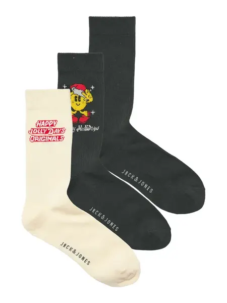 JACK & JONES Ponožky 'JACXMAS CARTOON'  žltá / svetlosivá / červená / čierna