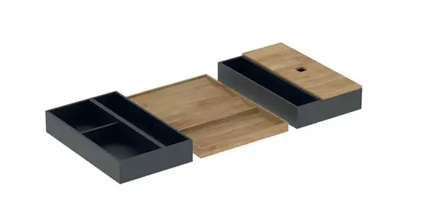 Geberit - 4-dielna súprava organizérov do zásuvky, čierna/bambus 502.350.00.1