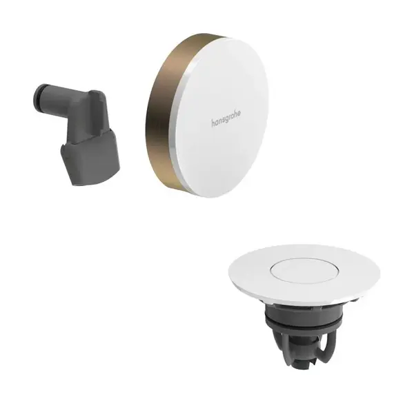 Hansgrohe Exafill - Vrchná súprava k vaňovej odtokovej a prepadovej súprave s napúšťaním, Push-Open, lesklá biela/kefovaný bronz 58119140