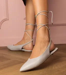 Gemre Grey eco-leather flat-heeled pumps Terry