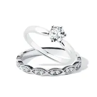 Elegantní snubní a zásnubní prsten v bílém zlatě KLENOTA